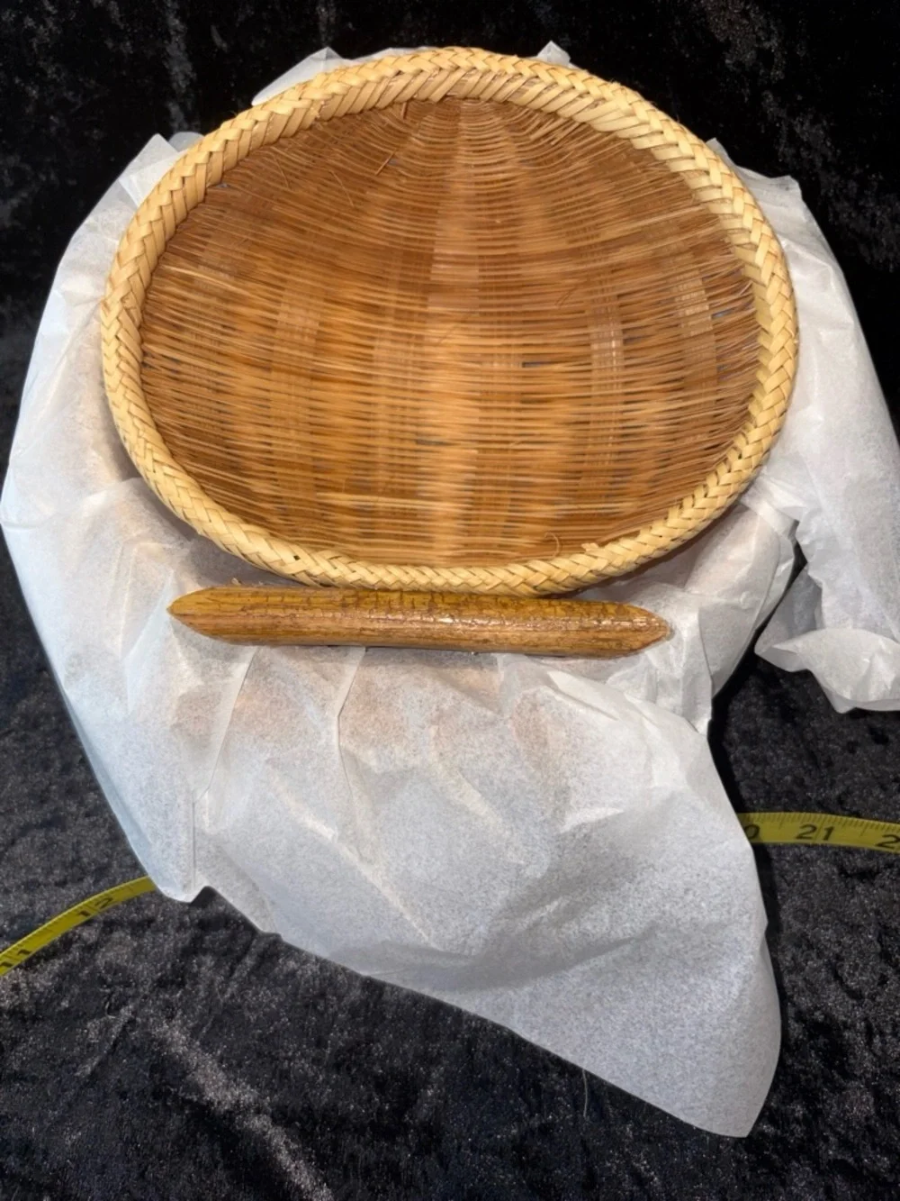 NWT  Woven Bamboo Fan-Shape Display Bowls Set of 3 Natural Tan Boho Vintage